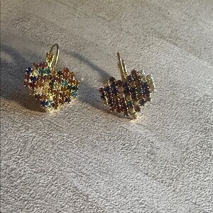 Elegant Gold Multicolor Heart Earrings